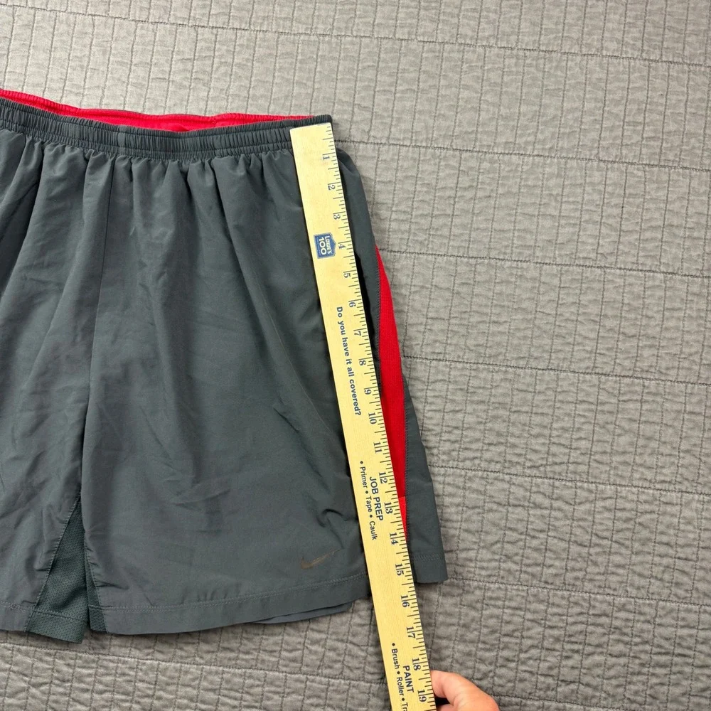 Nike Dri-FIT Mens Large Running Shorts Grey Red Brief Lined 6